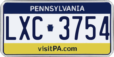 PA license plate LXC3754