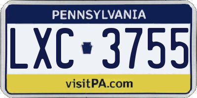 PA license plate LXC3755