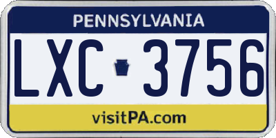 PA license plate LXC3756