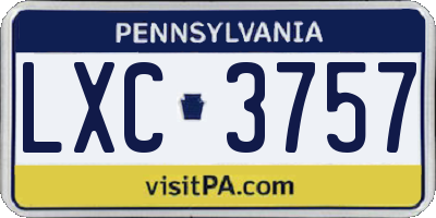 PA license plate LXC3757