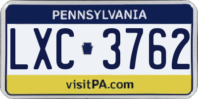 PA license plate LXC3762