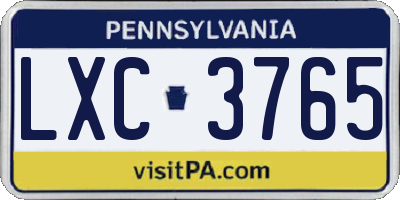 PA license plate LXC3765
