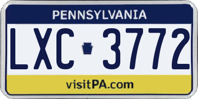 PA license plate LXC3772