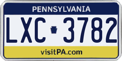 PA license plate LXC3782