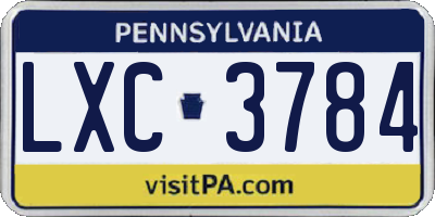 PA license plate LXC3784