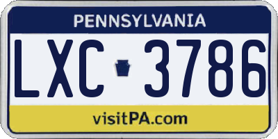 PA license plate LXC3786