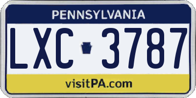 PA license plate LXC3787