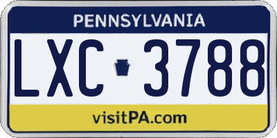 PA license plate LXC3788