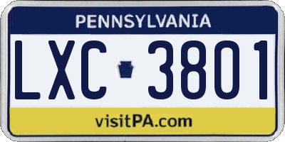 PA license plate LXC3801