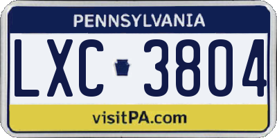 PA license plate LXC3804
