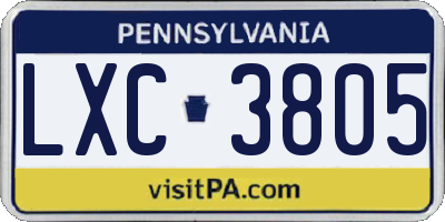 PA license plate LXC3805