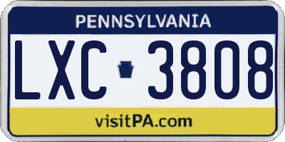 PA license plate LXC3808