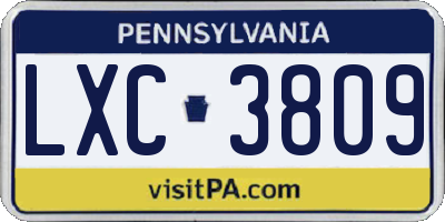 PA license plate LXC3809