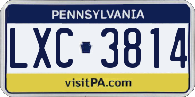 PA license plate LXC3814