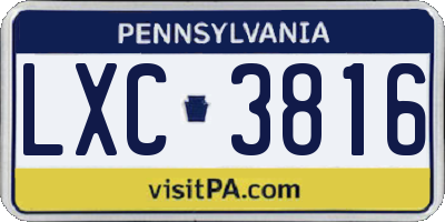 PA license plate LXC3816