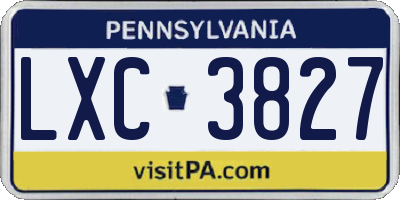 PA license plate LXC3827