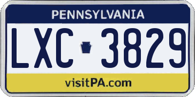 PA license plate LXC3829