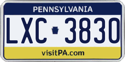 PA license plate LXC3830