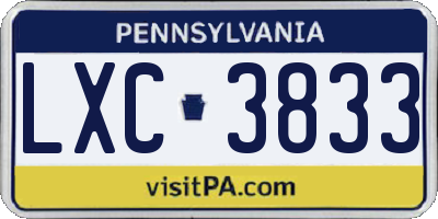 PA license plate LXC3833
