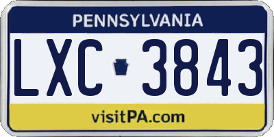 PA license plate LXC3843