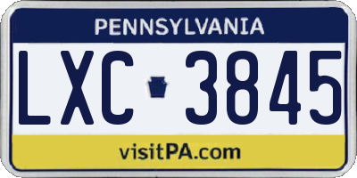 PA license plate LXC3845