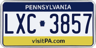 PA license plate LXC3857