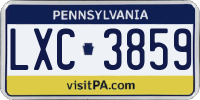 PA license plate LXC3859