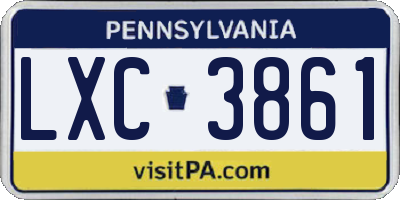 PA license plate LXC3861