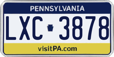 PA license plate LXC3878