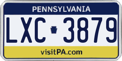PA license plate LXC3879