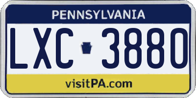PA license plate LXC3880
