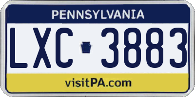 PA license plate LXC3883