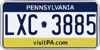 PA license plate LXC3885