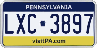 PA license plate LXC3897
