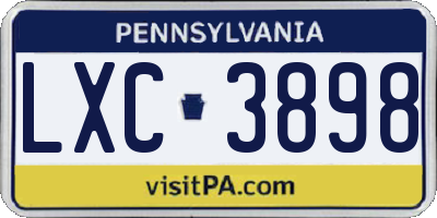 PA license plate LXC3898