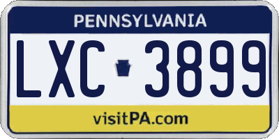 PA license plate LXC3899