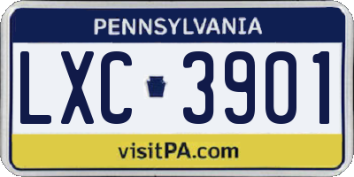 PA license plate LXC3901