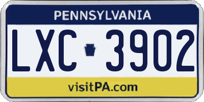 PA license plate LXC3902