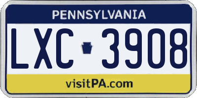 PA license plate LXC3908