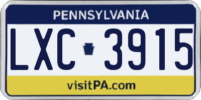 PA license plate LXC3915