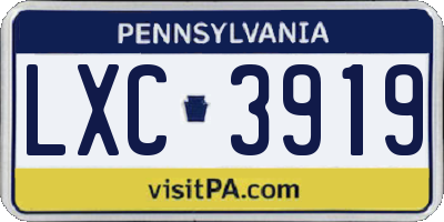 PA license plate LXC3919