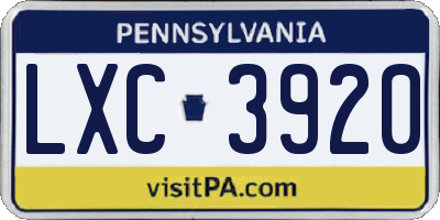 PA license plate LXC3920