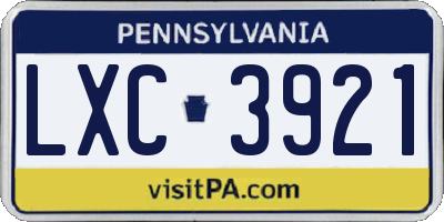 PA license plate LXC3921