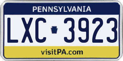 PA license plate LXC3923