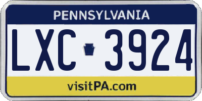 PA license plate LXC3924
