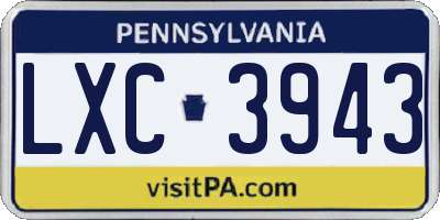 PA license plate LXC3943