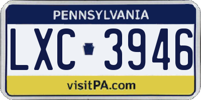 PA license plate LXC3946