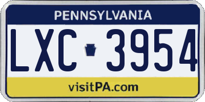 PA license plate LXC3954
