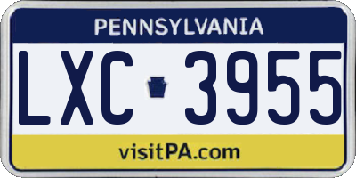 PA license plate LXC3955