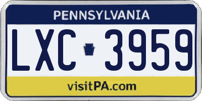 PA license plate LXC3959